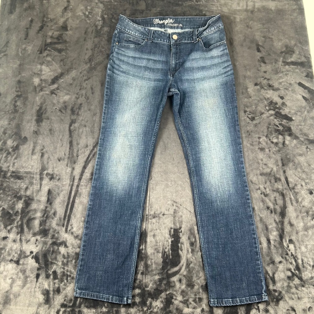 Wrangler Straight Leg Jeans Womens 13x32 Blue Medium Wash Stretch 1009MWTDS